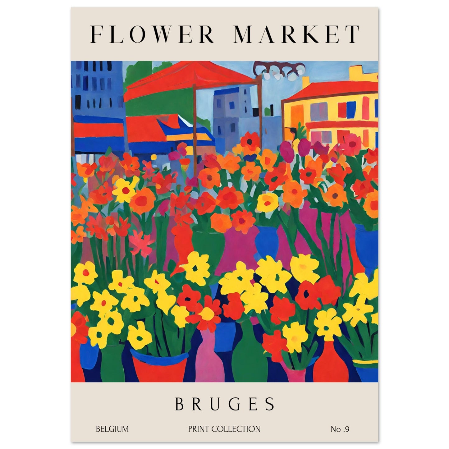 Bruges, Belgium, Flower Market Print